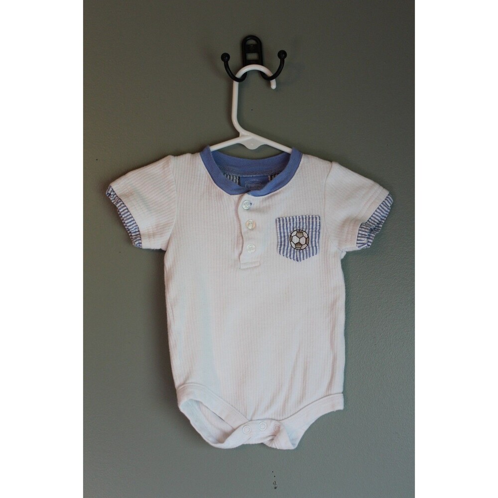 Vintage Precious Moments Baby Boy Soccer One Pc Bodysuit Size 3/6 M 100% Cotton
